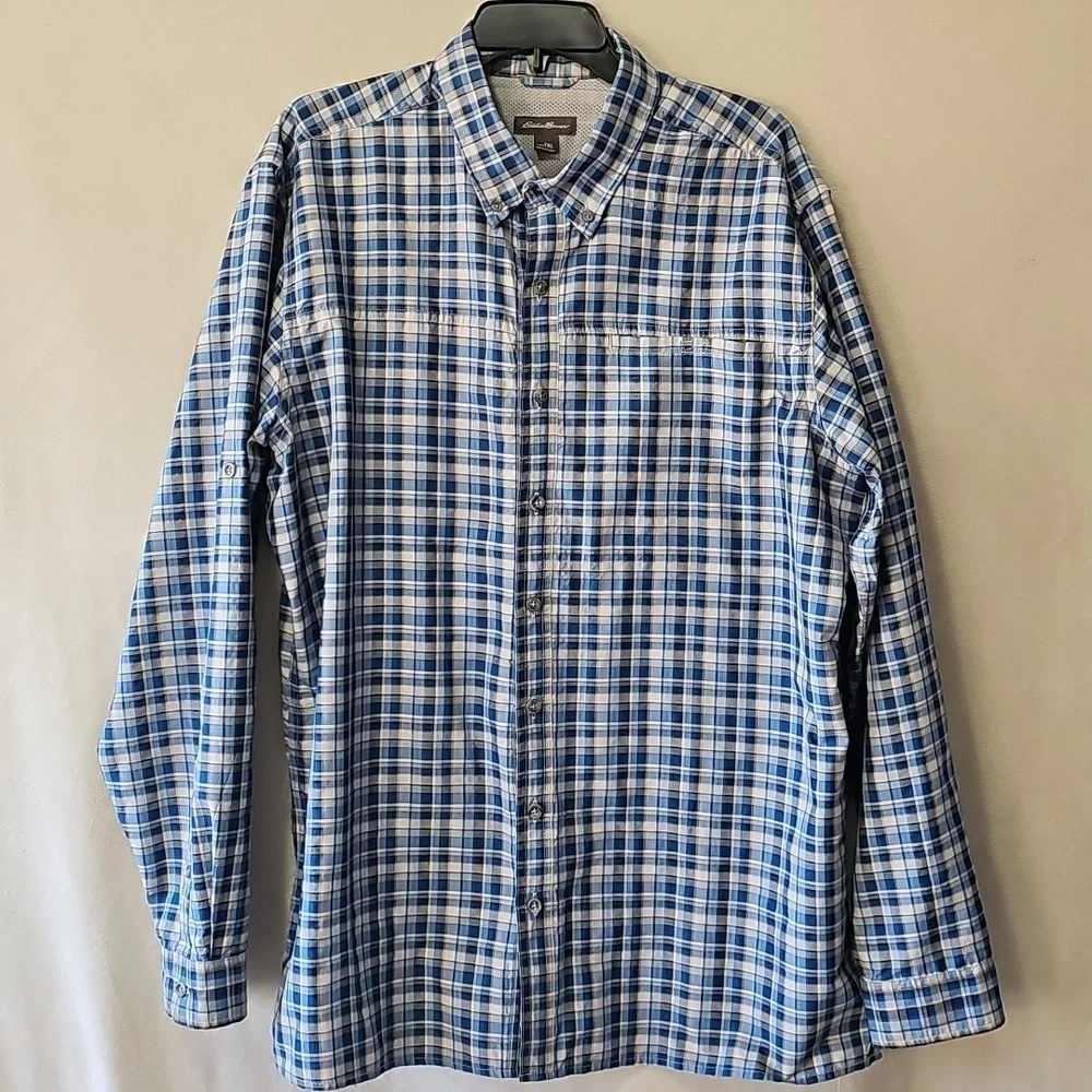 Eddie Bauer East Moisture Wicking Men's Long Sleeve Button Up Shirt Size TXL - Picture 1 of 6